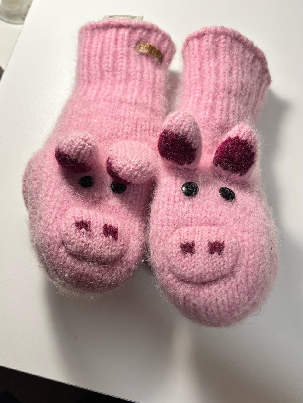 Pink Pig Knit Mittens